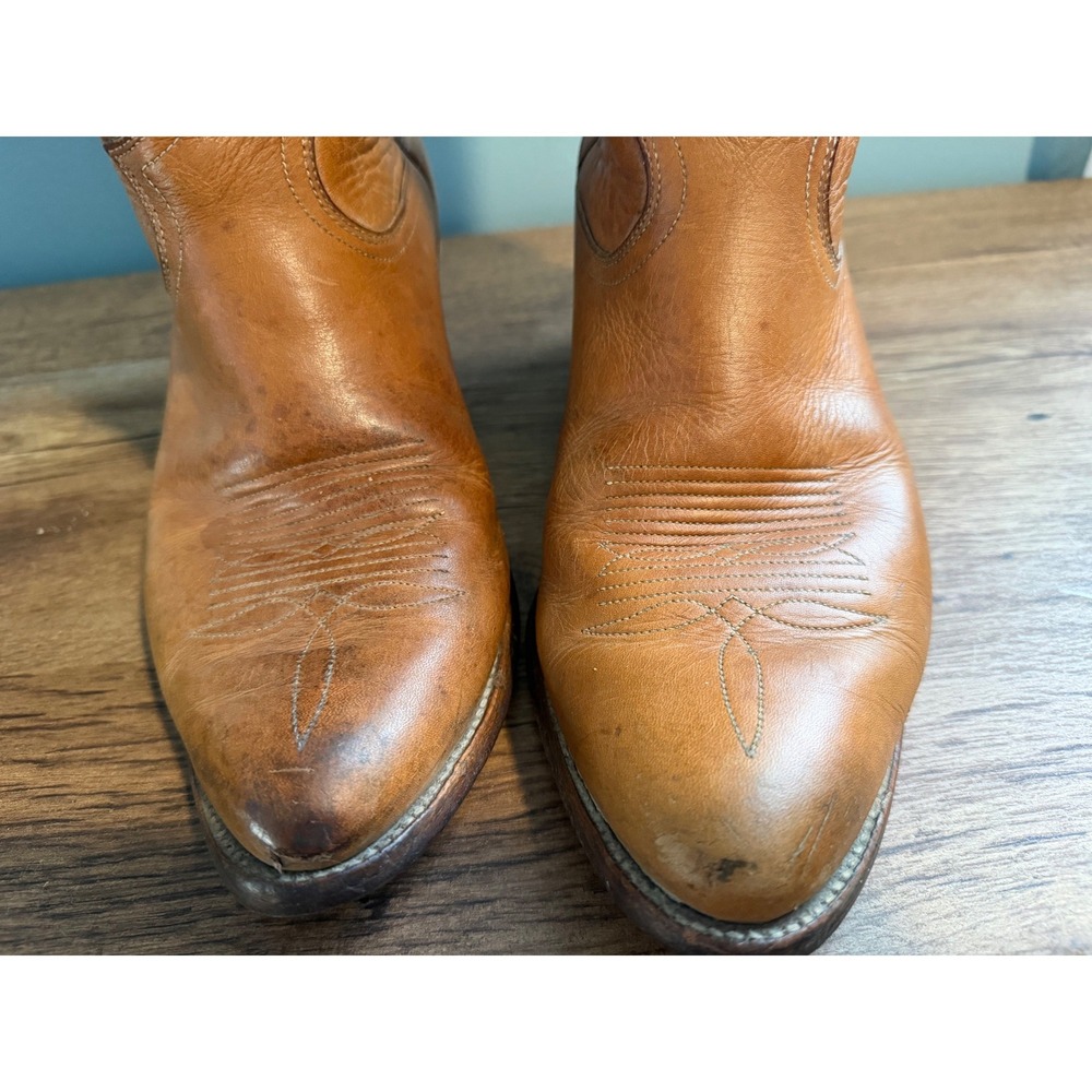 Justin Men's Size 9 EE #1106 Mulehide Tan Leather Cowboy Boots USA Made Vintage - Picture 10 of 15
